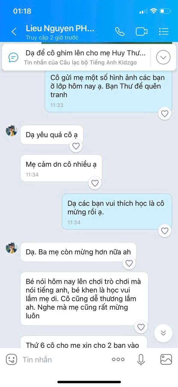 Phụ huynh cảm ơn giáo viên vì giúp bé yêu thích học tập hơn